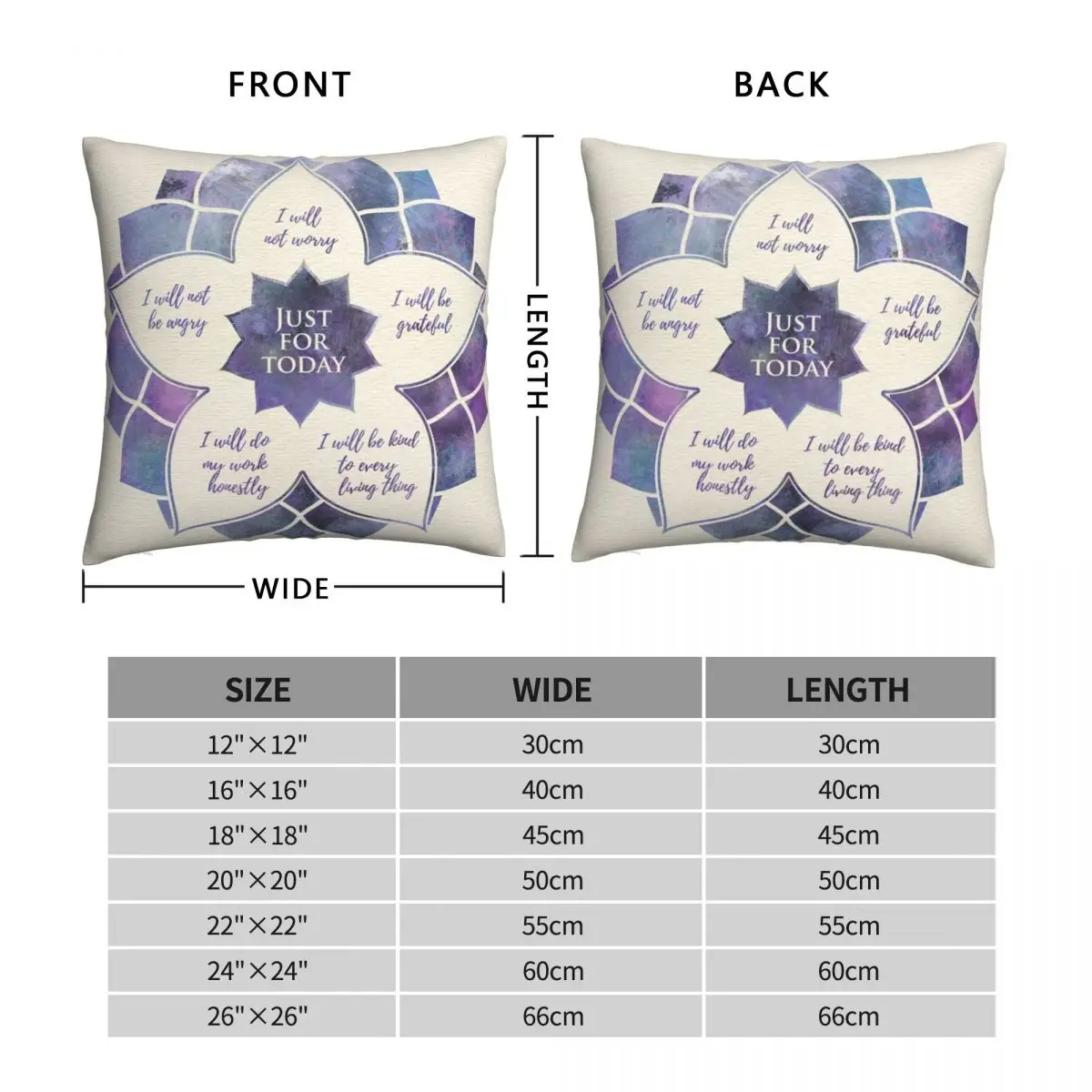 Reiki Principles Reiki Precepts Square Pillowcase Polyester Linen Velvet Pattern Zip Decor Car Cushion Cover 18