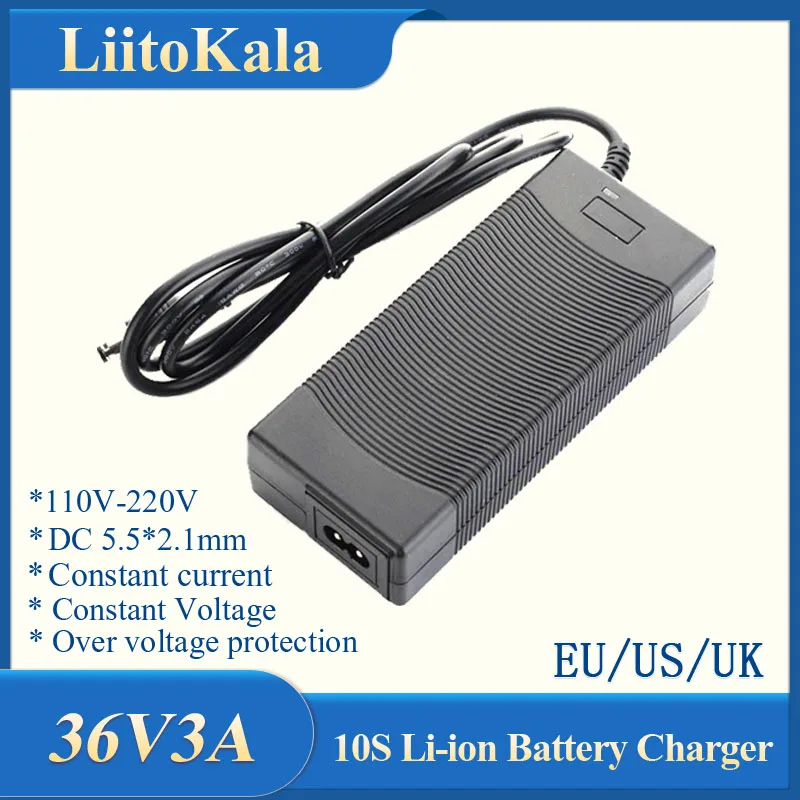 

LiitoKala 10S 42V 3A Battery Charger For 10S 36V Li-ion Battery electric bike lithium battery Charger High quality Strong heat