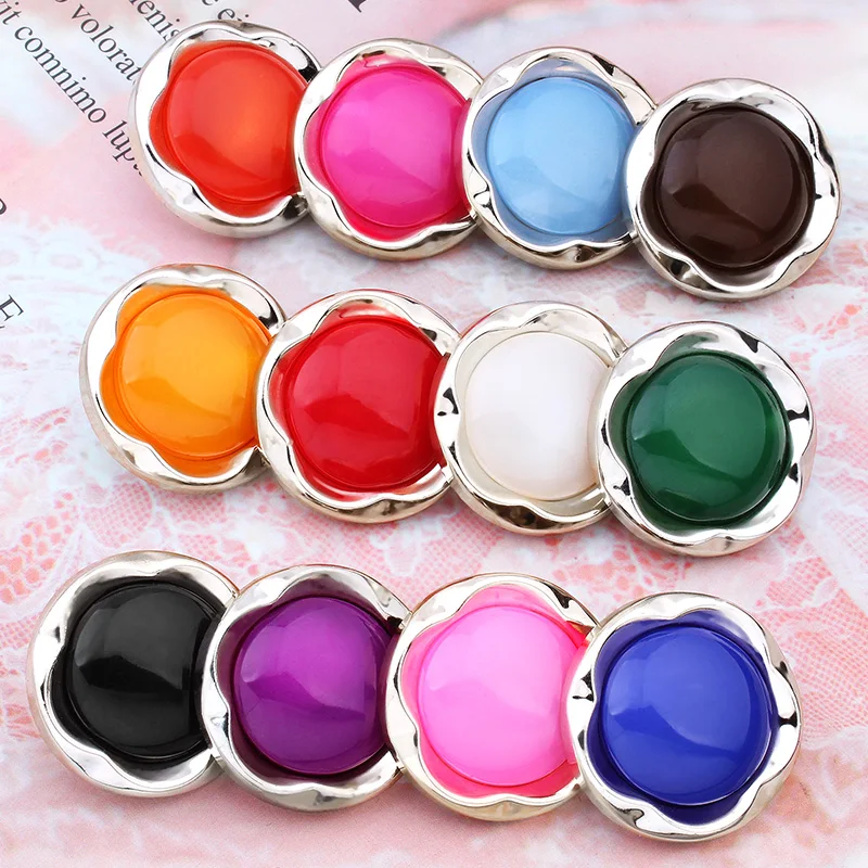 6Pcs/lot 21-30mm High-end color plastic button coat ladies pajamas tops round large decorative buttons clothes accessories C181