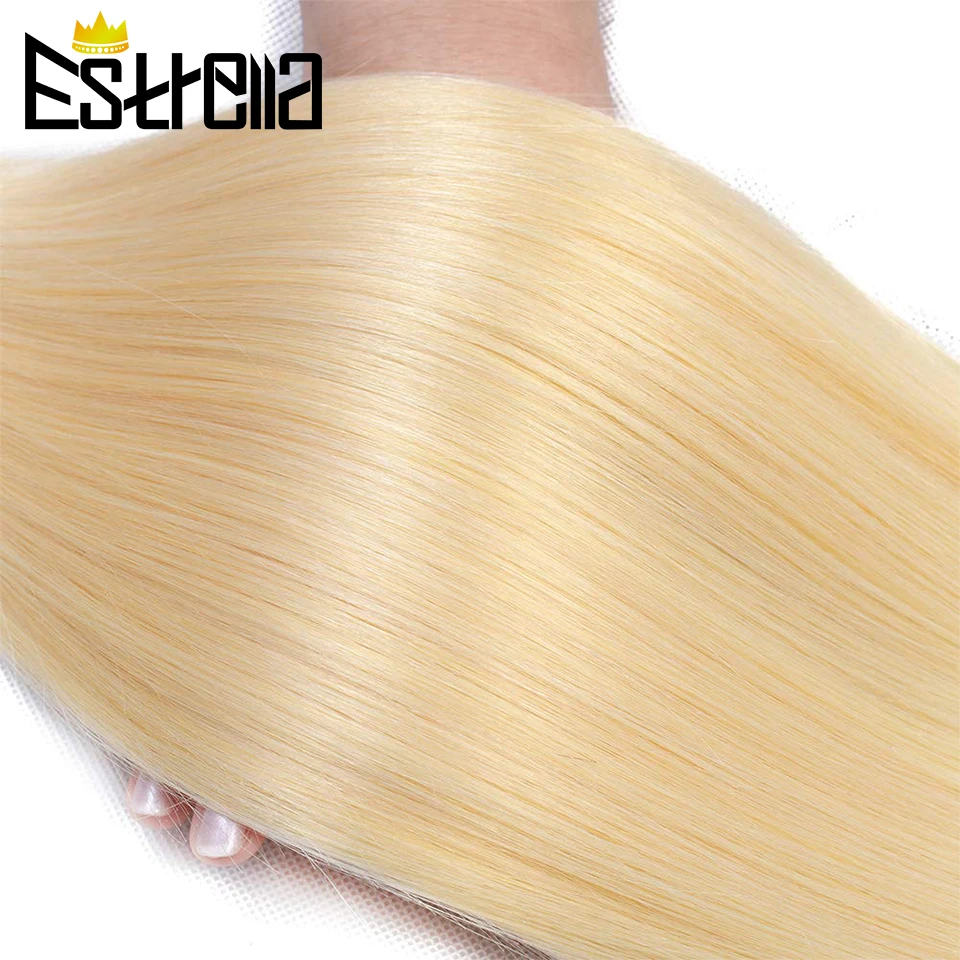 613 Hair Bundle Blond Straight Human Hair Bundles Deal Peruvian 6Pcs Remy Honey Blonde Hair Extensions for Women 100% Human Hair