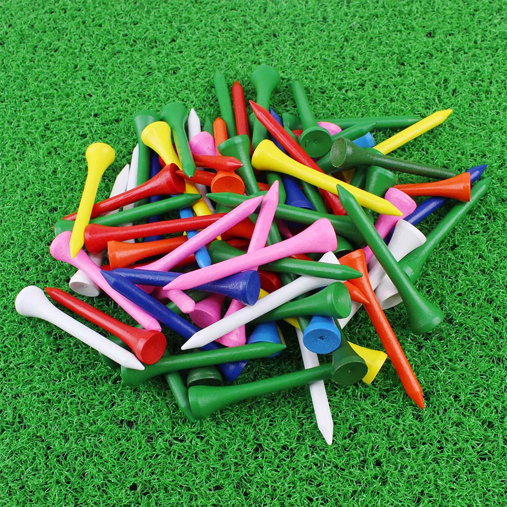 100Pcs 54MM Colored Wood Golf Tees Wooden Supplies Accessories