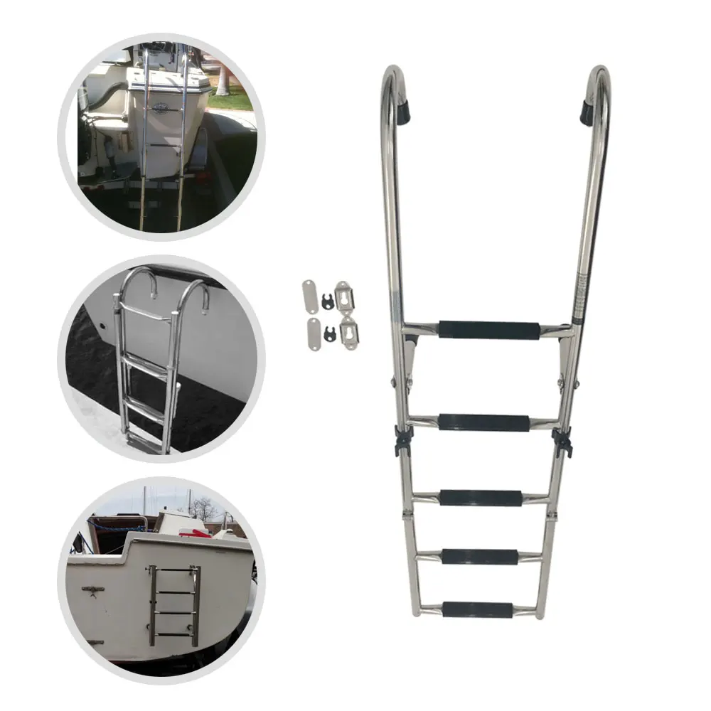 1.65m Stainless steel 304 folding launch ladder hook hanging ladder handrail ladder boarding ladder ship marine accessories