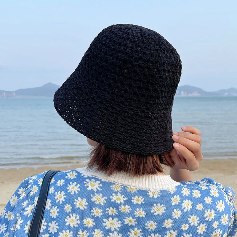 MAXSITI U Breathable hollow knitted Bucket Hat Women fashion basin hat thin spring and summer sun visor fisherman hat