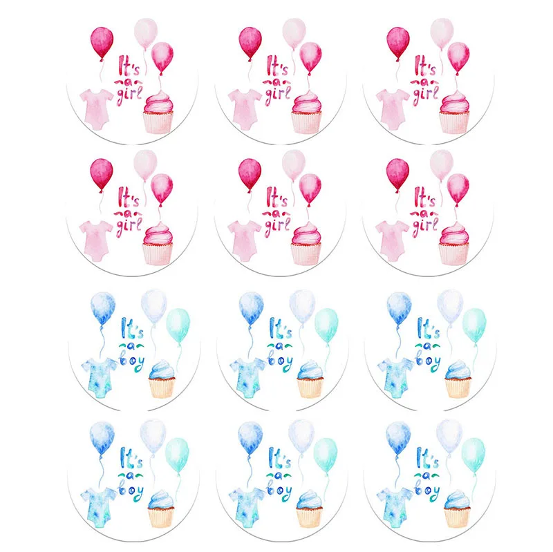 It\'s A Boy/It\'s A Girl Round Sticker Labels Baptism Gender Reveal Stickers Newborn Baby Shower Party Favor Candy Box Gift