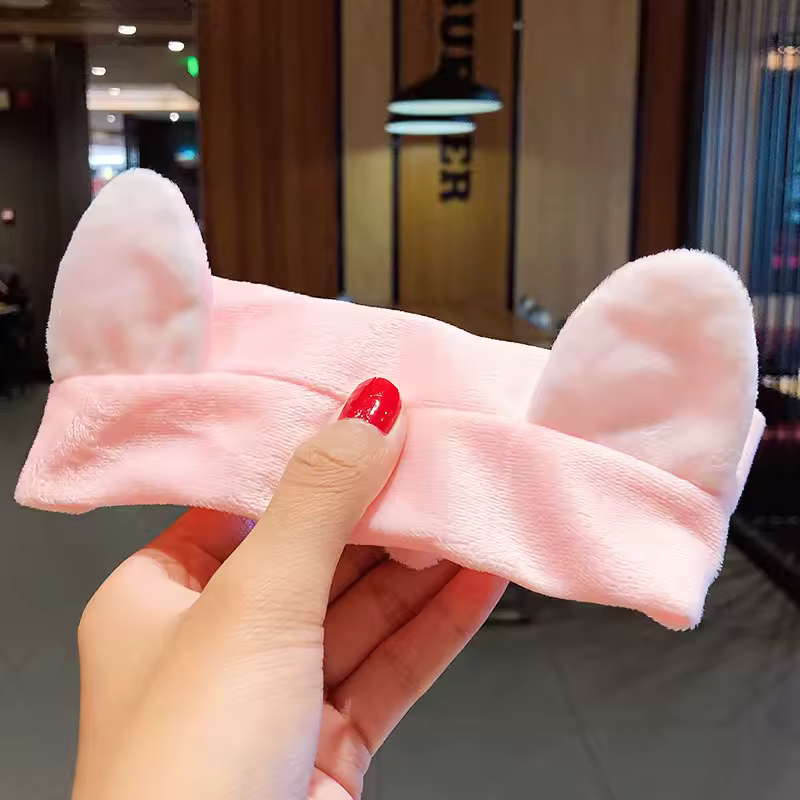Wash Face Hair Holder Hairbands Soft Warm Coral Fleece Bow Animal Ears Headband For Women Girls Turban Fashion Hair Accessories - Image 8
