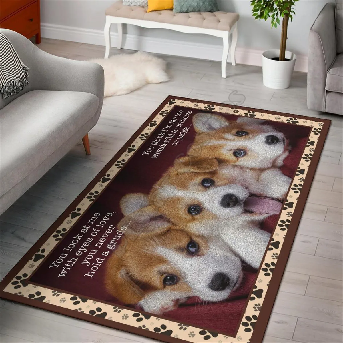 Corgi rug area funny dog collection carpet Floor Mat Rug Non-slip Mat Dining Room Living Room Soft Bedroom Carpet 01