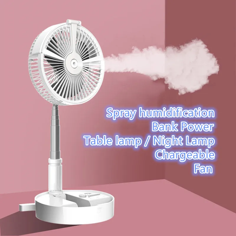 

Portable USB Fans Telescopic Foldable USB Rechargeable Fan Air Cooler with Humidification Lamp Holder Tablet Phone Desktop Stand