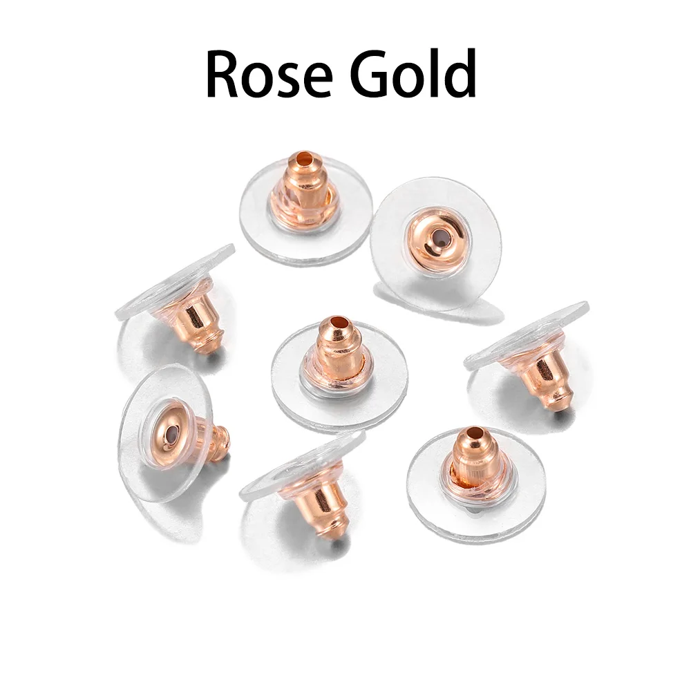 100pcs/lot Gold Post Rubber Earring Backs Stopper Earnuts Stud Earring Back Supplies For DIY Jewelry Making Findings Accessories