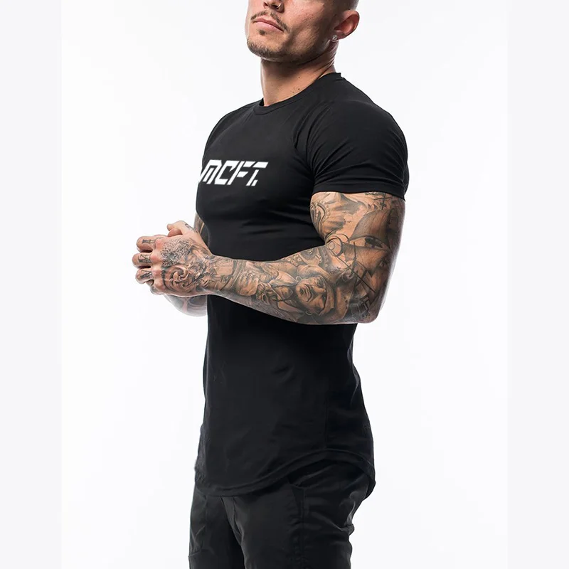 New Fitness Sport Shirt Men Cotton Slim Fit Men Gym T Shirt Sport Tees Weightlifting Workout tshirt