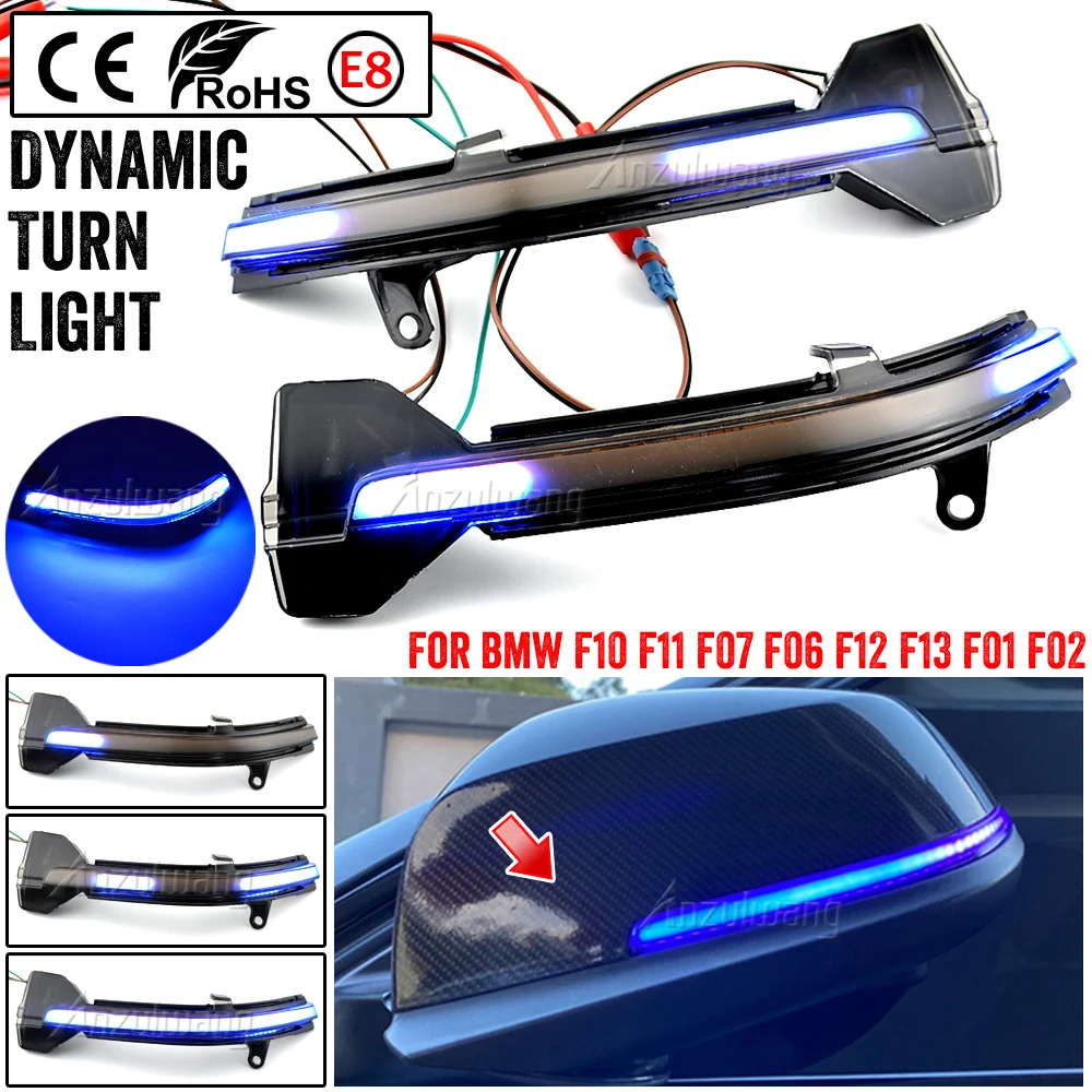 

2pcs Dynamic Turn Signal LED Rearview Mirror Indicator Blinker Repeater Light For BMW 5 6 7 Series F10 F11 F07 F06 F12 F13 F01