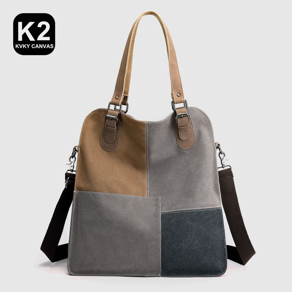 

2022 Patchwork Canvas Women Totes Large Capacity Handbags New Shopping Tote Bag Girls Canvas Shoulder Bag Environmental Pouch