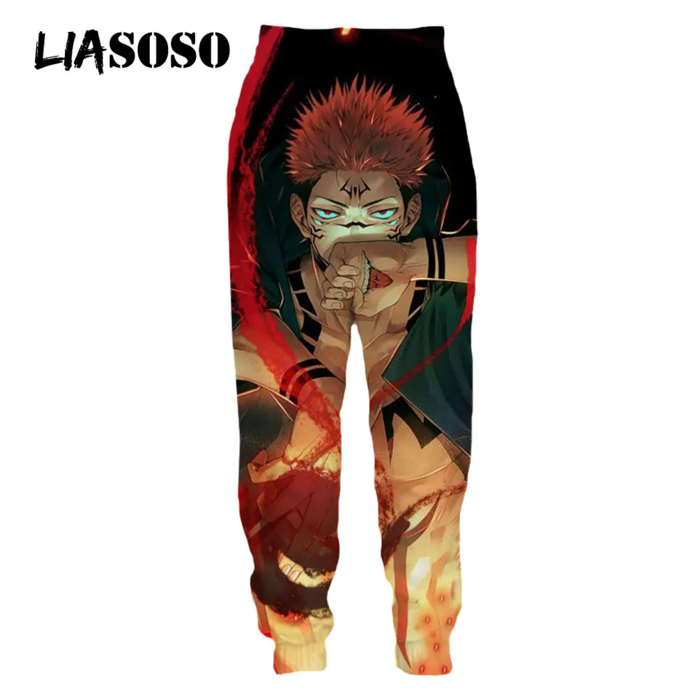 LIASOSO-pantalones de chándal de Anime Jujutsu Kaisen para hombre, Jogging, Gojo Satoru, informal, Harajuku, holgado, ropa de calle