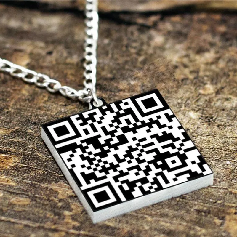 Cool Barcode Pendant Personalized Scan Code Necklace Custom QR Code Secret Message Necklace Engagement Friendship Bff Gift