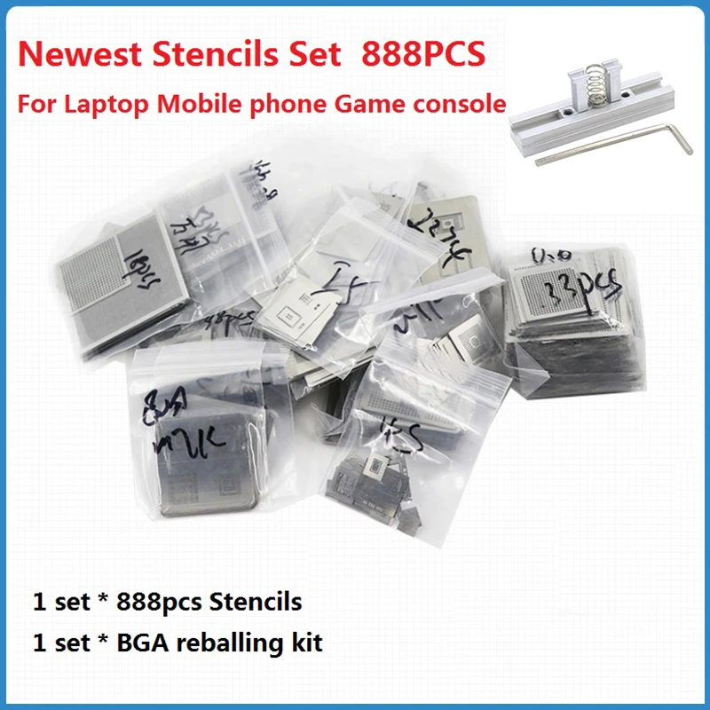 

888Pcs Newest Direct Heating BGA Stencils Set For Laptop Tablet Moble Phone Game Console Complete IC Chip Reballing Stencil