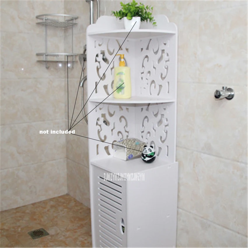 

1203030 Hollow Out Bathroom Storage Side Cabinet Floor Type Tissue Storage Rack Waterproof Toilet Vanity Cabinet No Punching