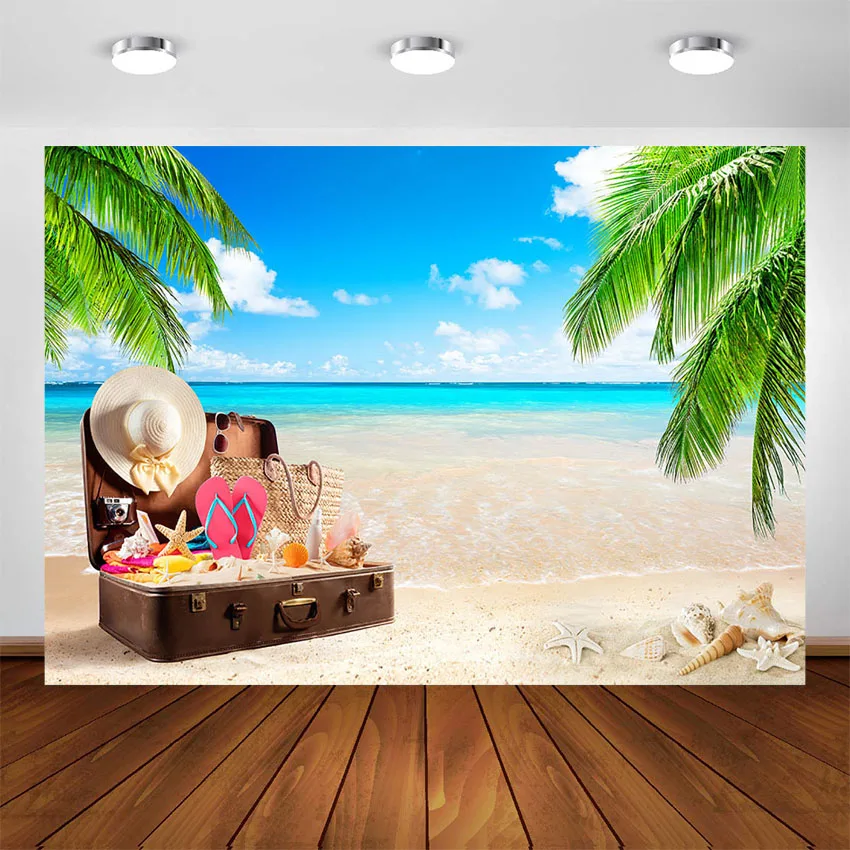 Beach Blue Sky White Clouds Photography Background Baby Summer Beach Backdrop for Photographic Studio Photographer Photo Shoot