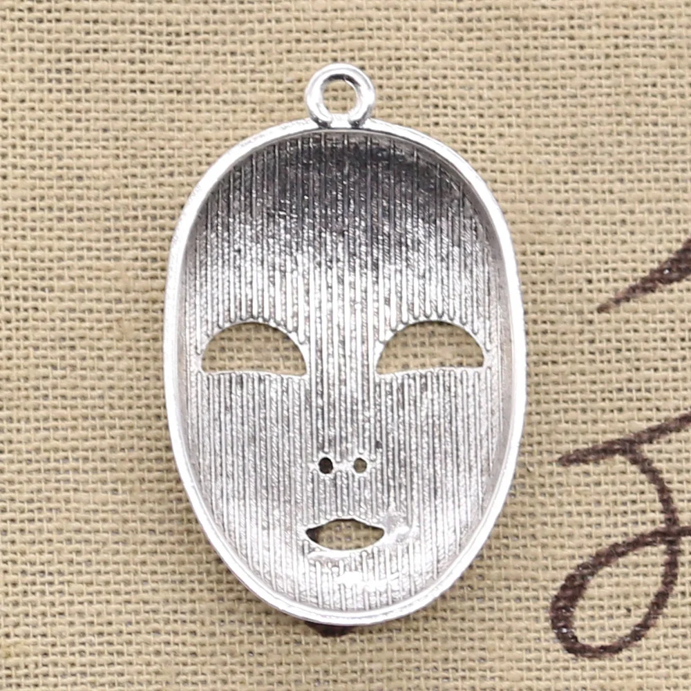 4pcs Charms Party Mask Masquerade Mardi Gras 40x26mm Antique Silver Color Pendants Making DIY Handmade Tibetan Finding Jewelry