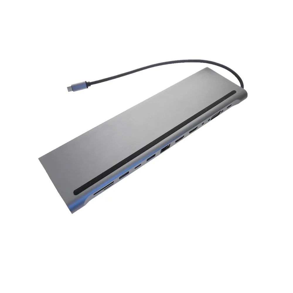 

12 in 1 Docking Station Type-C Connector 4K Dual Hdmi Pd RJ45 Gigabit Lan for Laptop 12-in-1 USB C hub