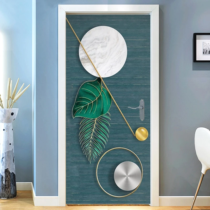 Modern Geometric Art Circle Line 3D Door Sticker for Room Entrance Corridor Waterproof PVC Self-adhesive Photo Wall Decor Mural