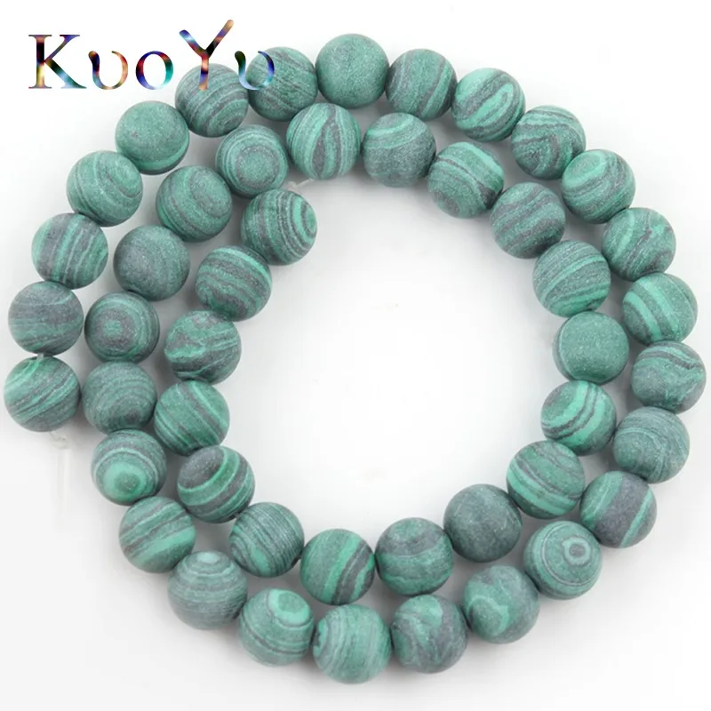 Natural Stone Matte Malachite Peacock Beads Loose Spacer Beads For Jewelry Making DIY Bracelet Necklace 15