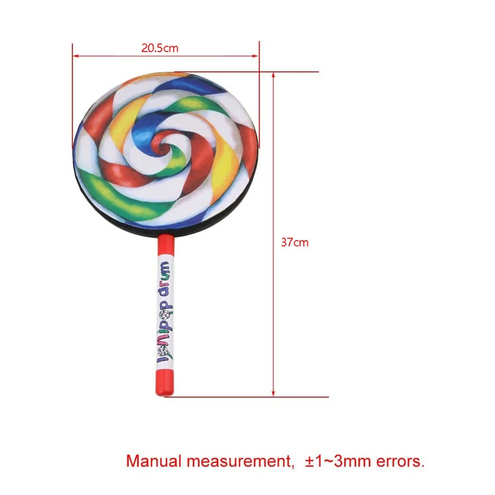 5Pack 8Inch Lollipop Drum with Mallet Rainbow Color Music Rhythm Instruments Kids Baby Children Playing Toy