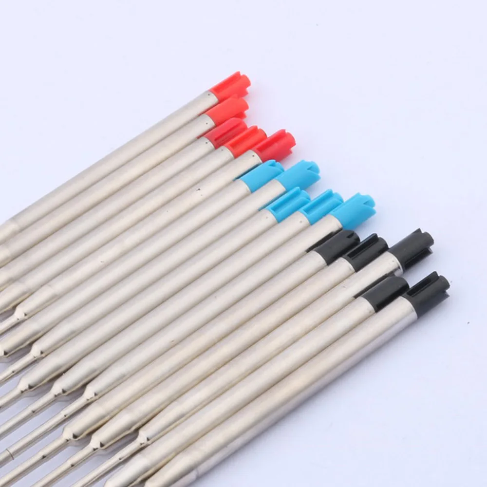 10Pc Nieuwe Metalen Kwaliteit Blauw Of Zwart Rood Inkt Refill Balpen Vulling