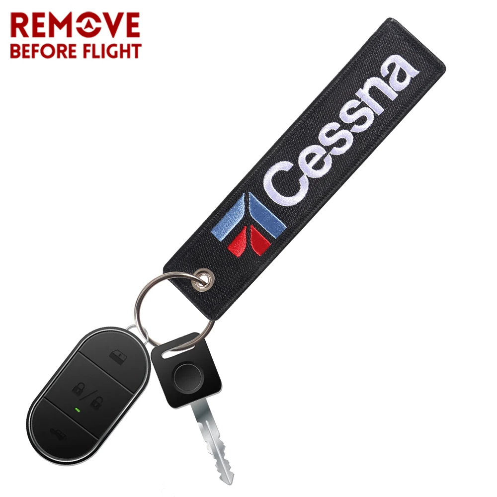 1 Stück bestickter Cessna-Schlüsselanhänger, Schmuck-Schlüsselanhänger, modischer Schlüsselring, „Remove Before Flight“-Piloten-Schlüsselanhänger für Luftfahrt-Geschenke