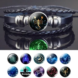 Scorpion Bracelet Scorpio Jewelry luminous Scorpio Zodiac Sign Braided Leather Bracelet