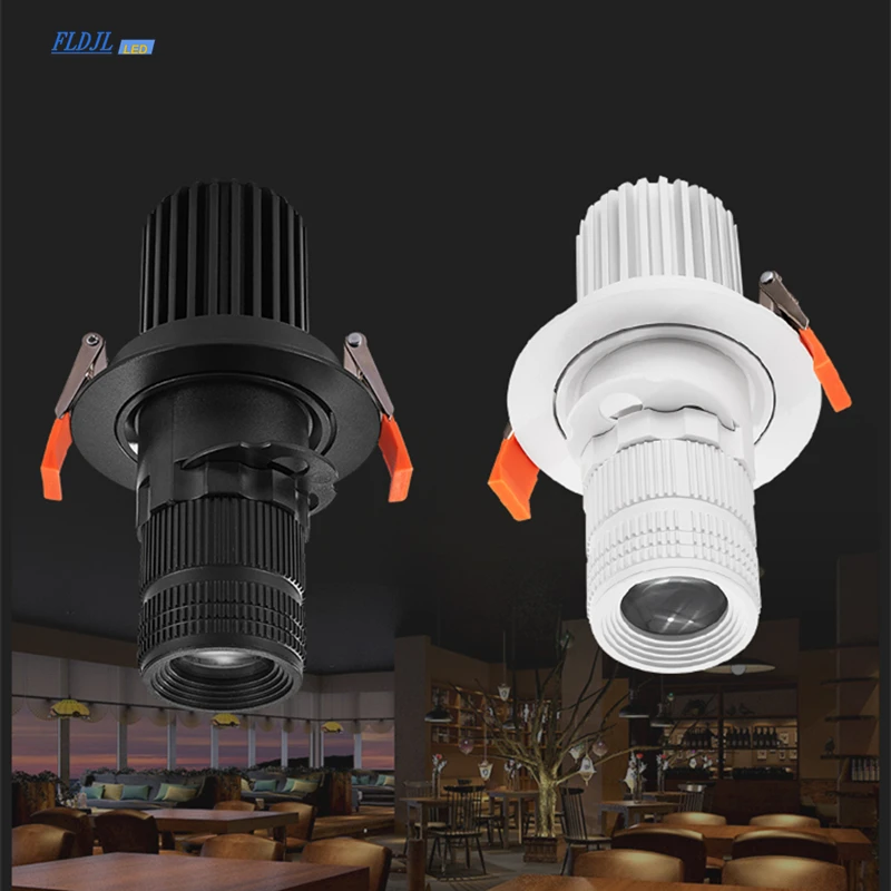 Built-in spotlight led spotlight zoom adjustable focus ceiling ceiling lamp 85V-265V 7W 12W 15W 20W restaurant bar KTV stage