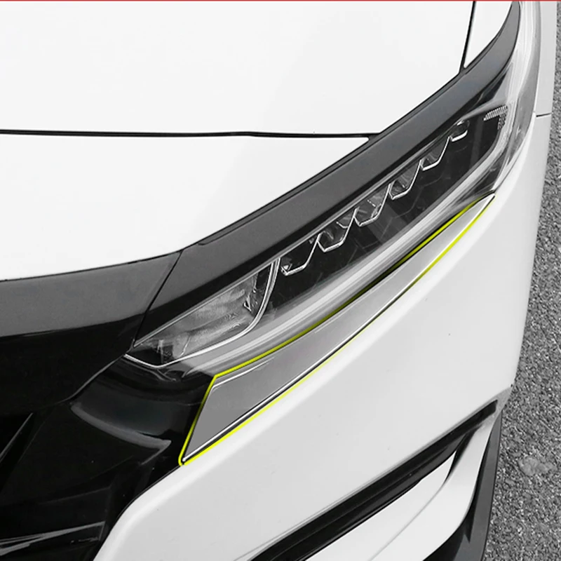 For Honda Accord 2017 2018+ 10th Stainless Steel Front Headlight Lamp Eyelid Covers Car Stylign Accessories