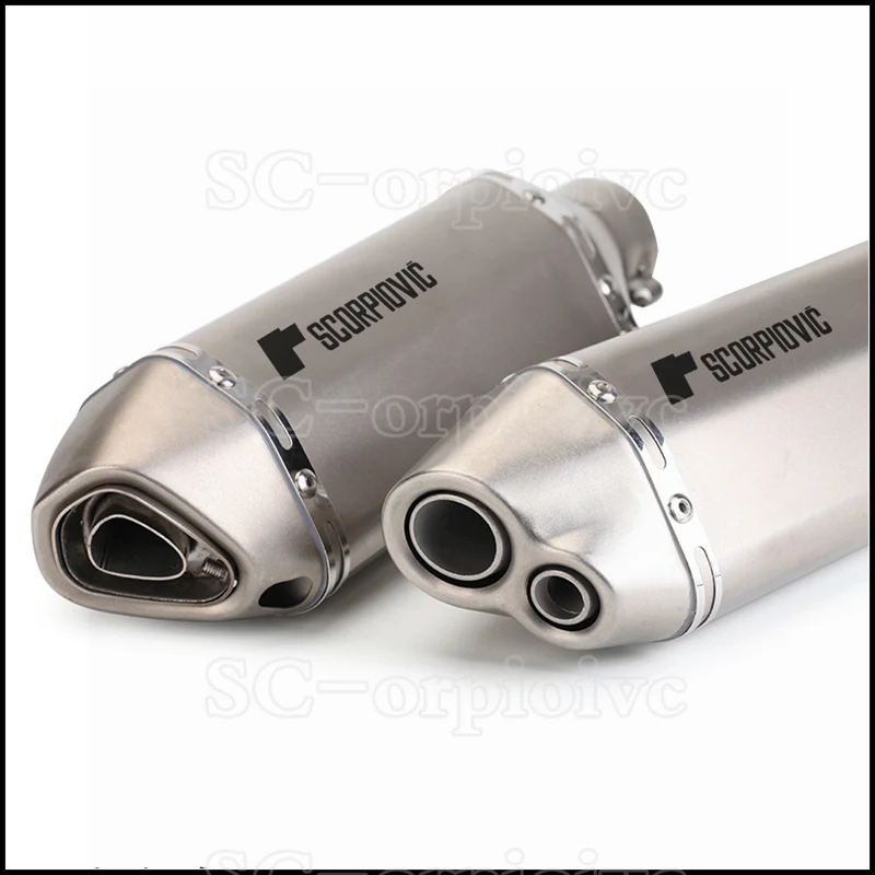 Left Right side Double hole Universal Motorcycle Exhaust Muffler Pipe Escape moto Silencer for FZ1 FZ8 FZ6N R1 R3 R25 Z1000 Z750