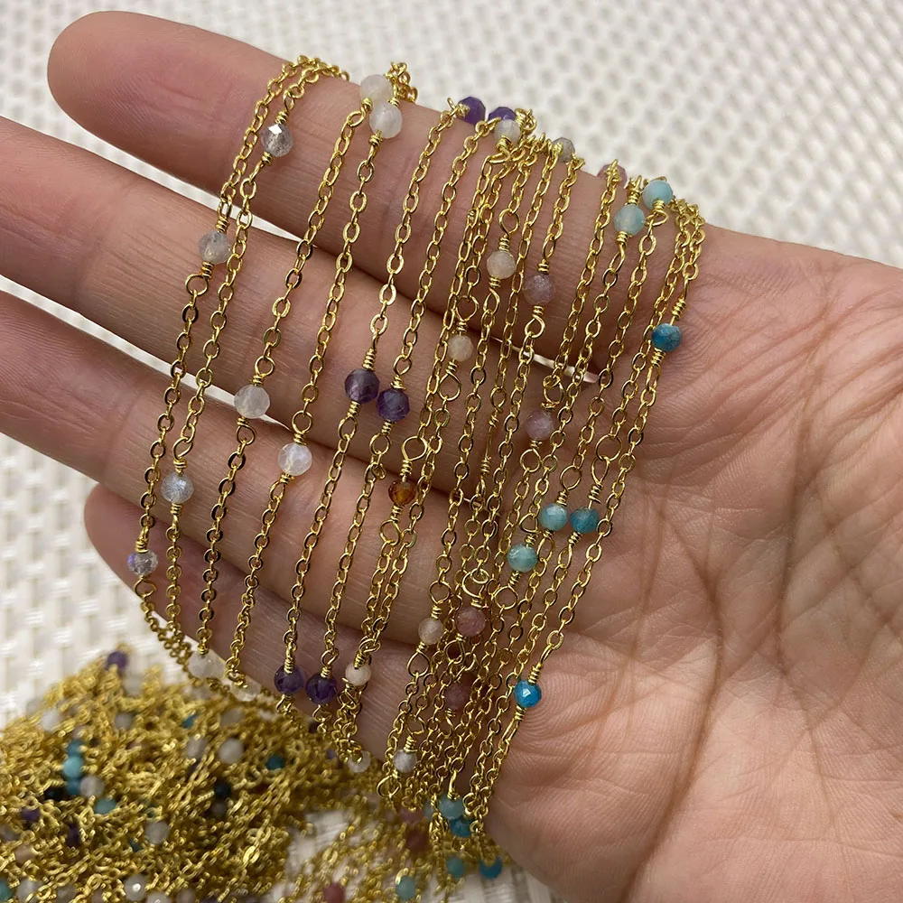 Gold Thread Natural Stone Hand-wrapped Copper Chain Amethyst DIY Jewelry Necklace Bracelet Earrings Jewelry Accessories 1 Meter