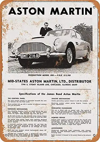 12 x 16 Metal Sign - James Bond Aston Martin - Vintage Wall Decor Art