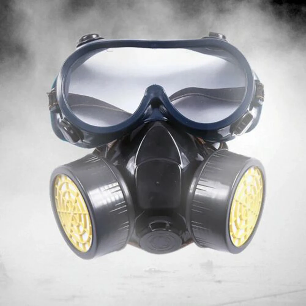 Emergency Survival Safety Respiratory Gas Mask Goggles &2 Dual Protection Filter