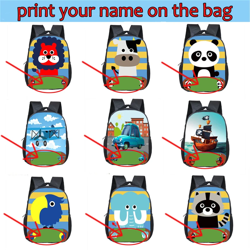 

Customize The Name Backpacks Cartoon Animal / Unicorn / Plane Children School Bags Boys Girls Book Backpacks Kids Bag Best Gift