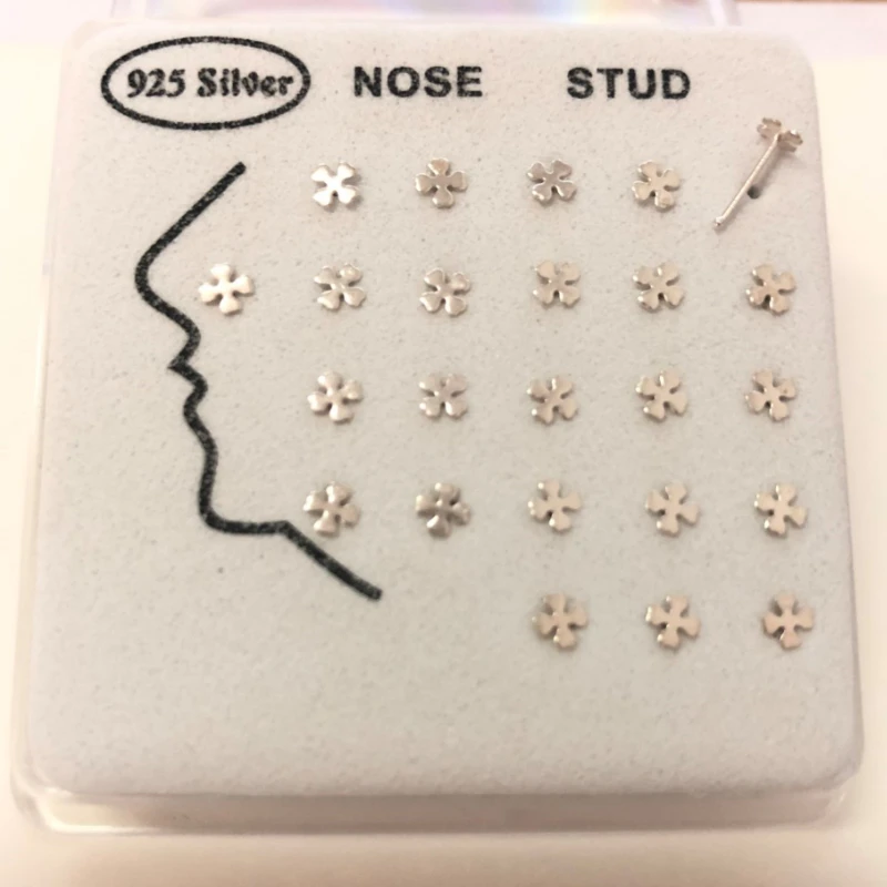 24pcs/set Cross Heart Nose Ring & Studs 925 Sterling silver Body Jewelry for Women Girl Fashion Nose Piercing ball end party