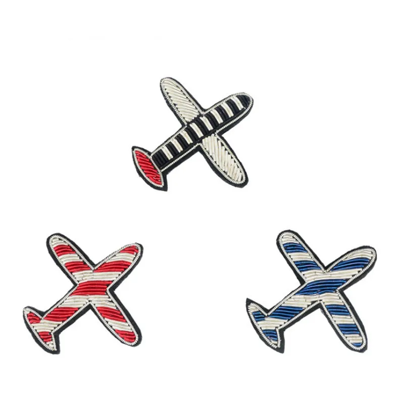 

Maxsin 1 Pcs High Quality Handmade Embroidered Indian Silk Small Airplane Brooch Garment Accessories Pin Decorative Patch DIY