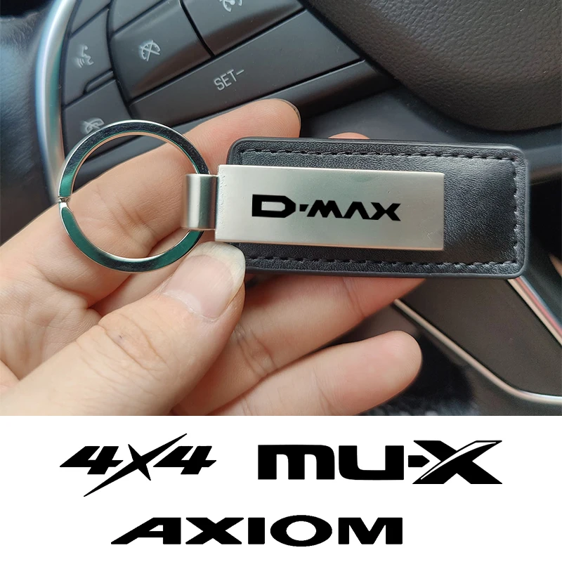 New leather metal car key chain keychain car key ring for Isuzu Ascender Axiom D-Max Mu-X SLX 4X4 car accessories