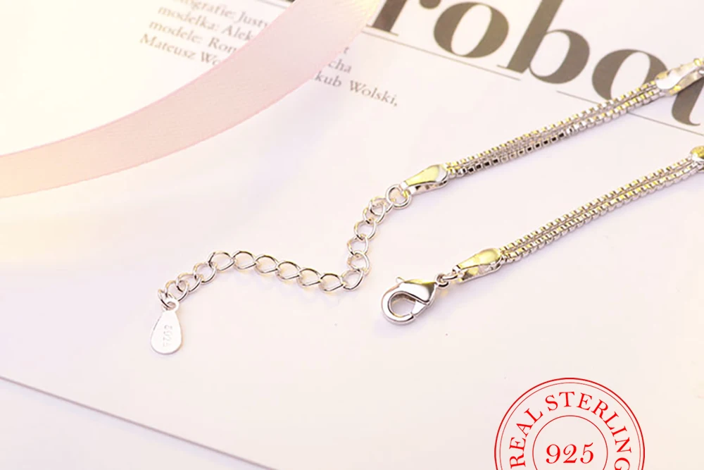 Authentic 925 Sterling Silver Endless Love Infinity Chain Link Adjustable Women Bracelet Luxury Silver Jewelry SCB037