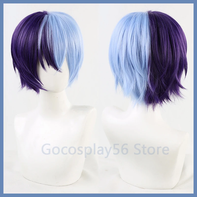 Aoyagi Toya parrucca Cosplay misto viola blu corto dritto capelli resistenti al calore gioco di ruolo di Halloween