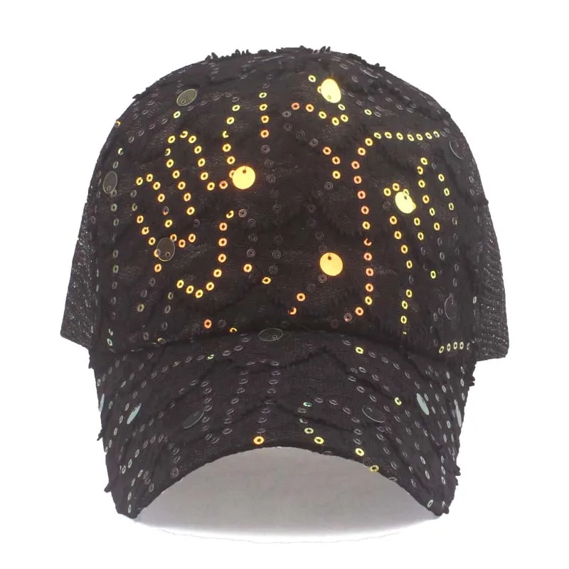 [YARBUU] Sequin Baseball Cap Sunshade Net Cap For Outdoor Activity Light Panel Baseball Hat Sunshade Sunscreen Peaked Cap