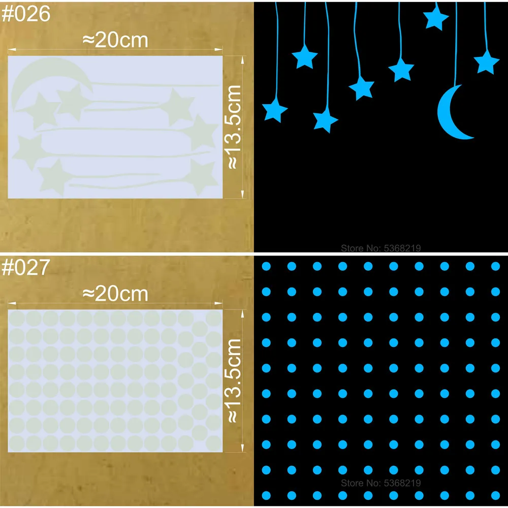 Leuchtende Sterne Wandaufkleber, die im Dunkeln leuchten, Mond/Herz/runder Aufkleber für Kinderzimmer, Kinderzimmer, Geschäft, Hotel, DIY-Dekoration – Detail 15