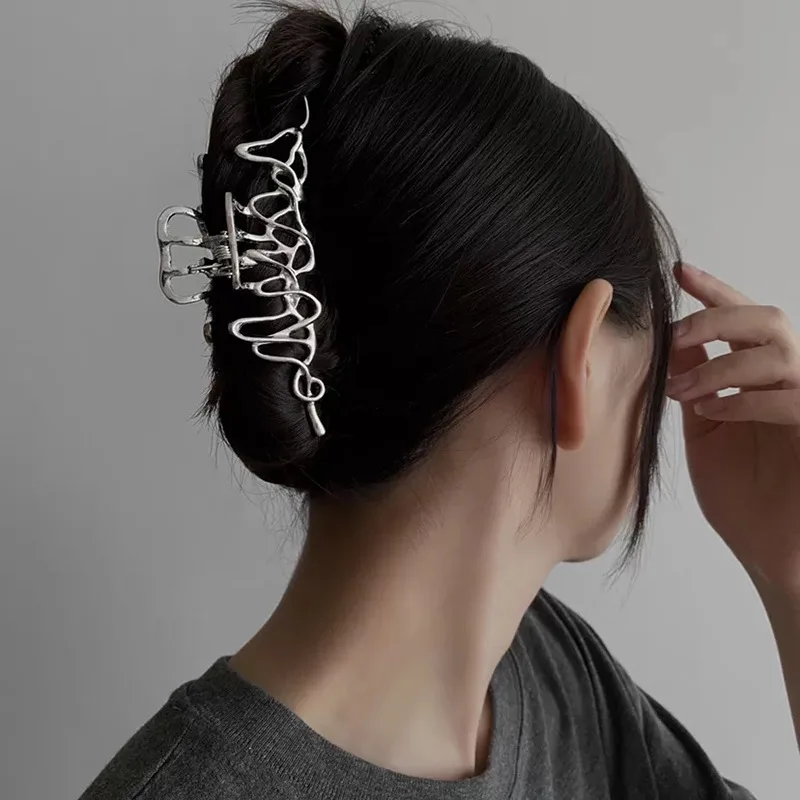 

Woman Novelty Irregular Hairpins Punk Style Metal Silver Hair Claws Barrettes Women Hair Accessories Hair Clips Large Hair Clamp