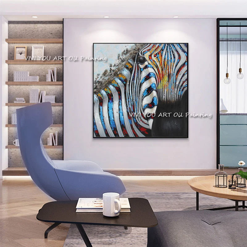 

The Cute Handpainted Animal Zebra Big Nose Canvas Painting Modern Artwork Pictures Thick Oil Wall Art Decoration For Home Office