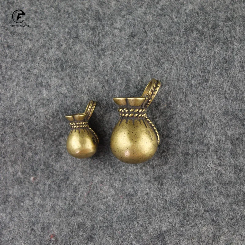 Vintage Copper Lucky Dollars Money Bag Figurines Ornaments Desk Decorations Handmade Brass Car Key Ring Pendant Home Decor Craft