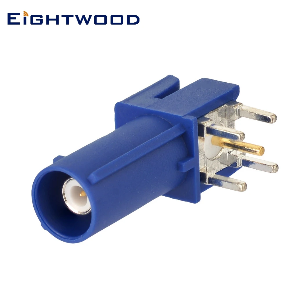 Eightwood RF Connector Fakra C Blue/5005 Right Angle Plug PCB Mount for Car GPS Telematics or Navigation System Antenna Aerial