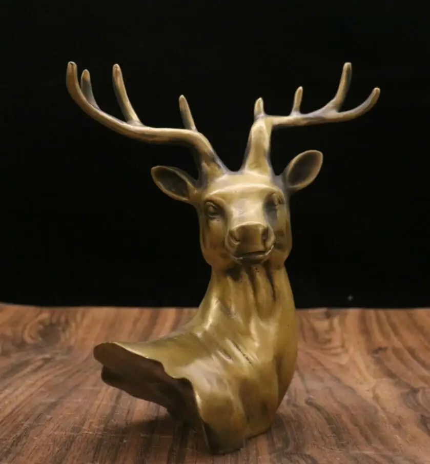 

Archaize Brass Sika deer head household decoration crafts statue