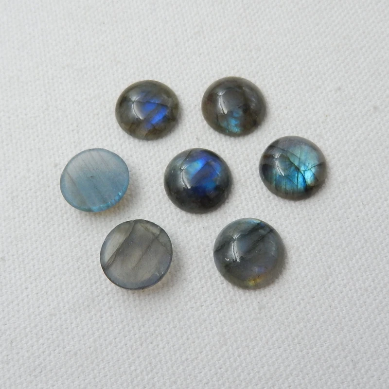 14mm/12mm/10mm Natural Labradorite Dome Flatback Round Cabochon DIY Jewelry Random Selection Of Brightnes Loose Bead