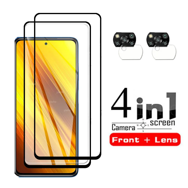 4 in 1 Protective Glass ON For Xiaomi PocoX3 Screen Protector Tempered Glass For MI Poco X3 PocoX3 camera Lens Glass film