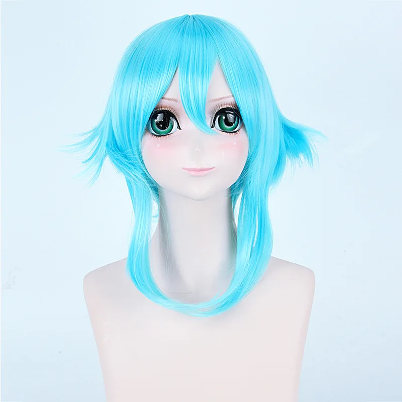 Sword Art Online Sinon/Asada Shino Cosplay Wig SAO 40cm Short Ice blue Wigs Heat Resistance Fiber Synthetic Fake Hair